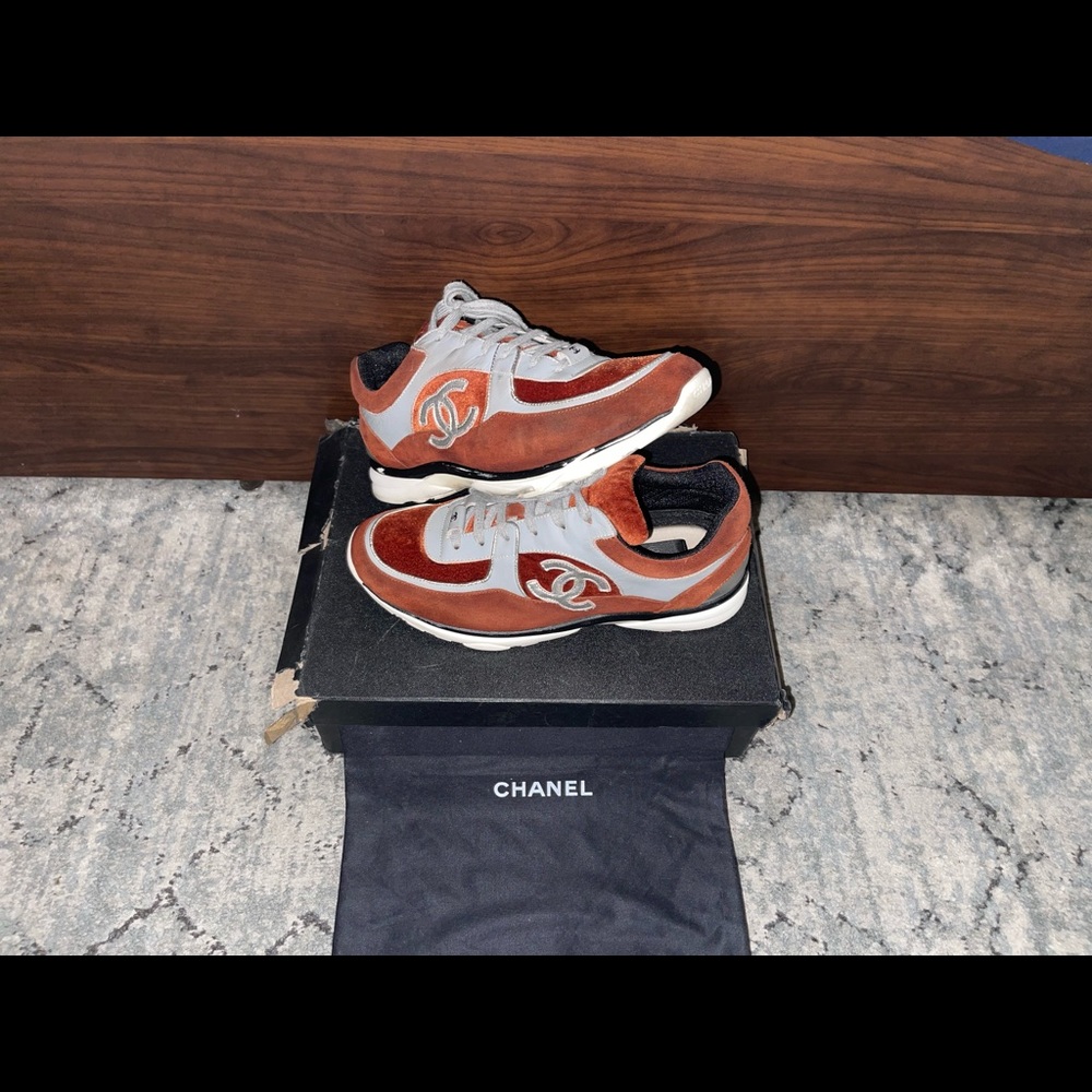 Chanel men burnt orange sneaker